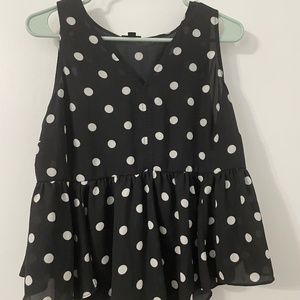 Torrid Black and White Polka Dot Peplum Tank Blouse